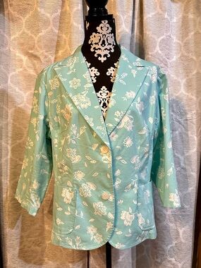 Vintage Pendleton Women’s Mint Green Floral Blazer Jacket size 1X